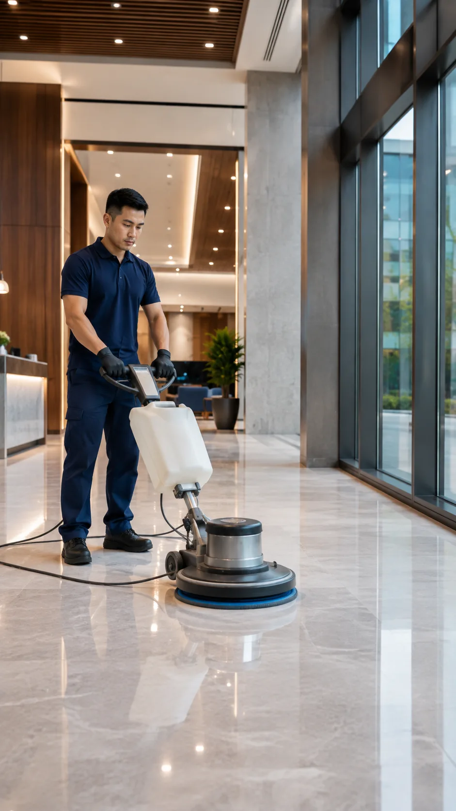Professional floor maintenance, waxing and stripping by Metrospec